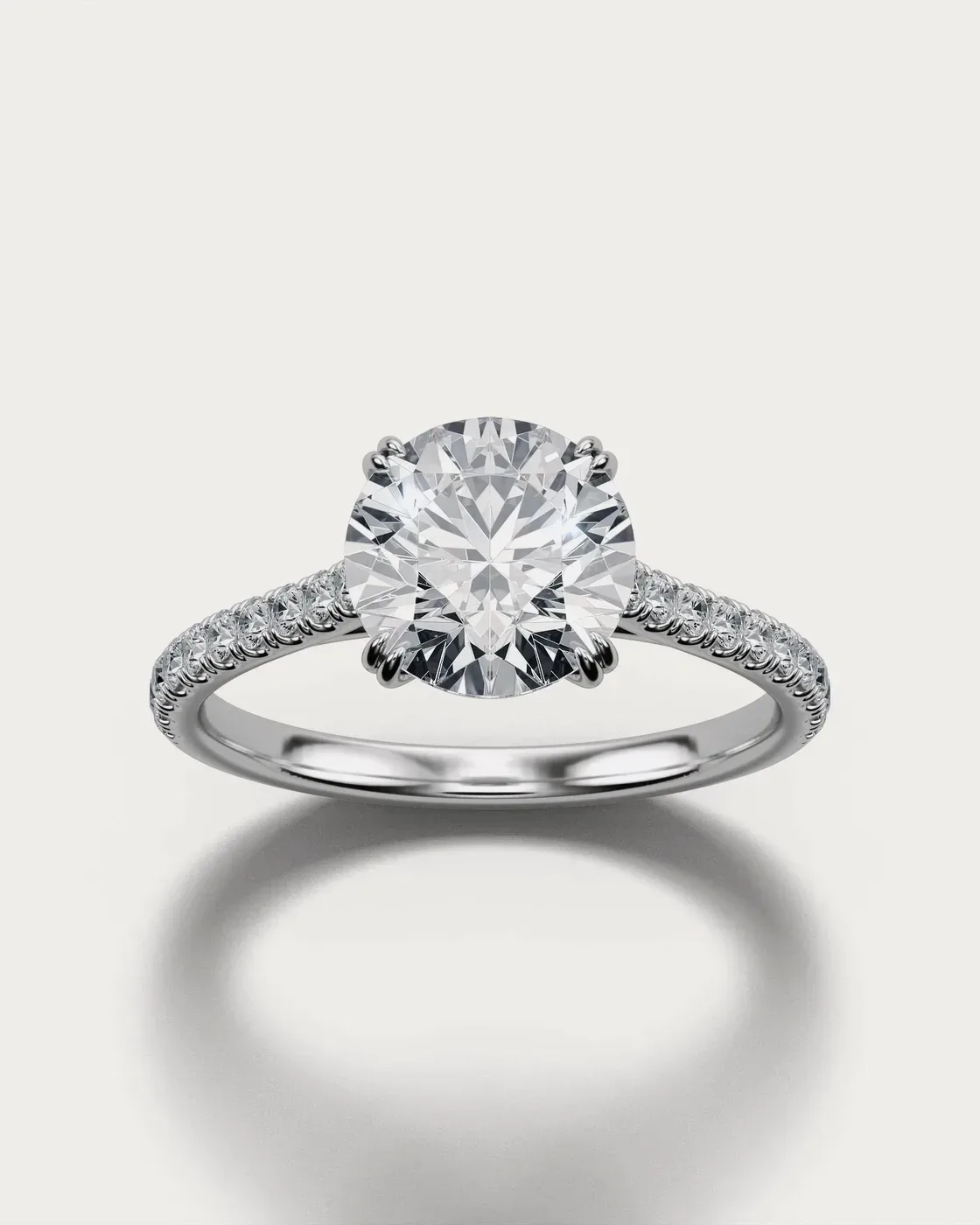Photoreal render of the pavé solitaire in white gold